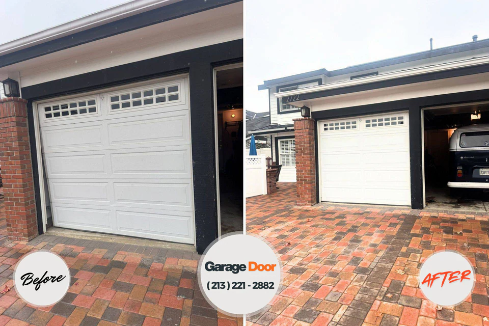 Before and after: garage door repair Hudson, WI